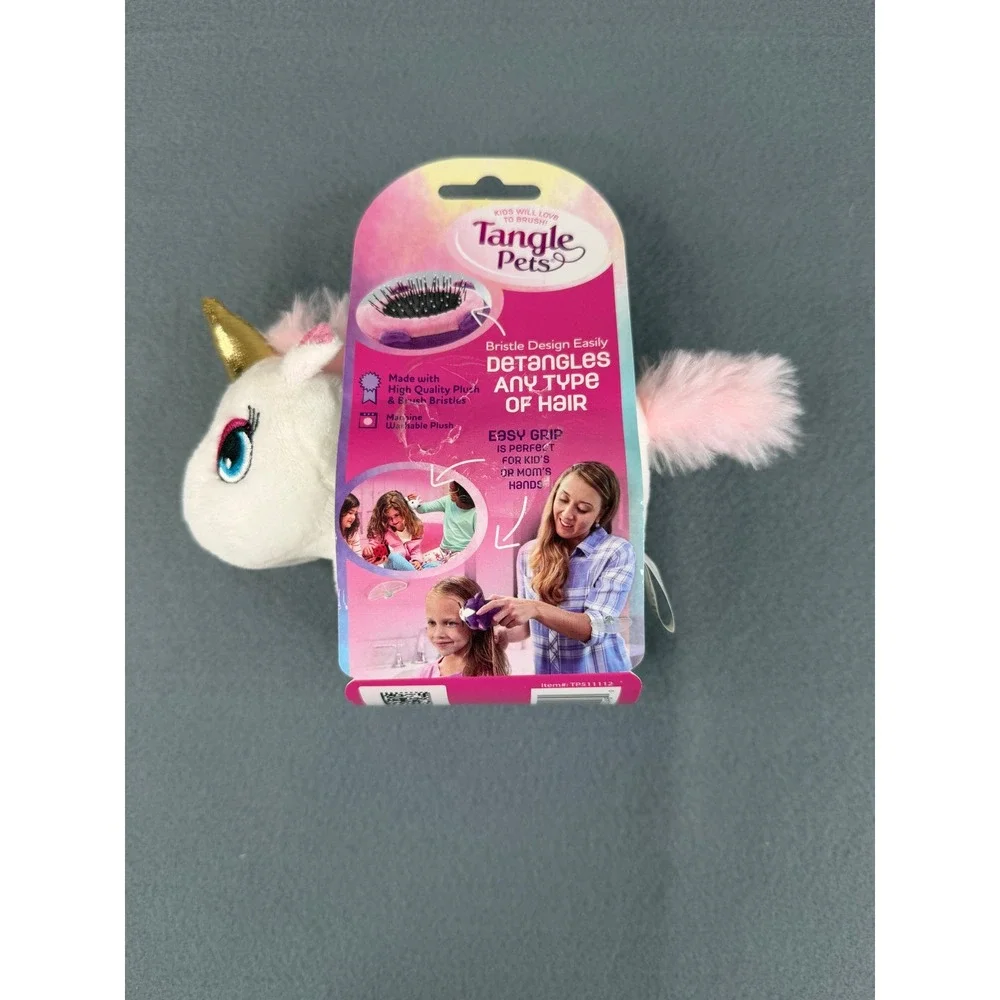 Tangle Pets Hair Brush Girls OS White Sparkles the Unicorn Detangling Plush‎ Toy